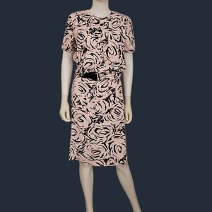 VTG UPTOWN EXPRESSIONS 1980s Punk Pleated Zebra Artsy Blouson Dress Small